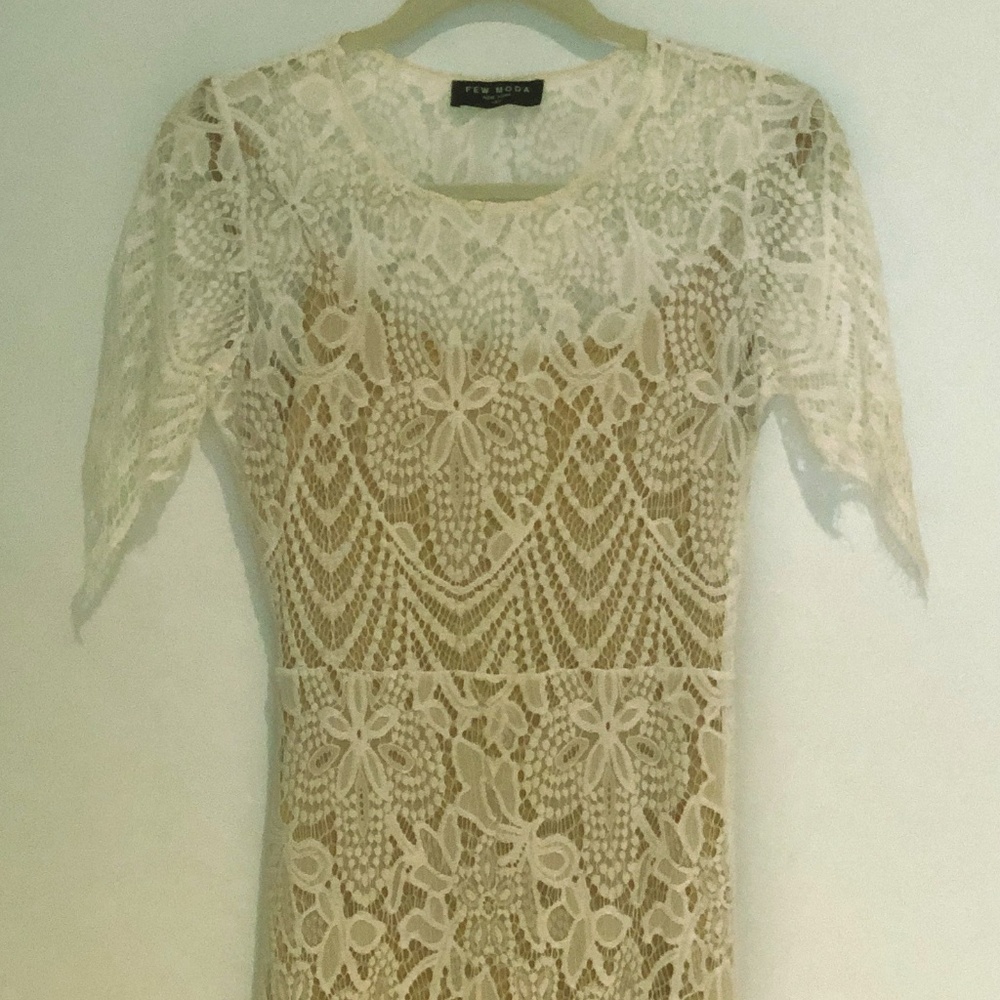 White Lace Open Dress